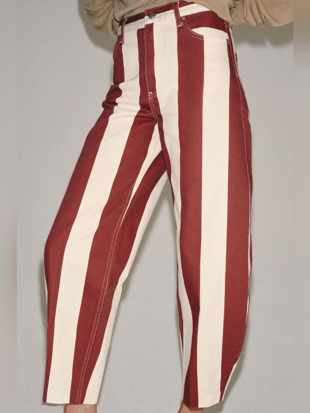 ZARA ZW COLLECTION HIGH WAIST STRIPED TAPERED JEANS